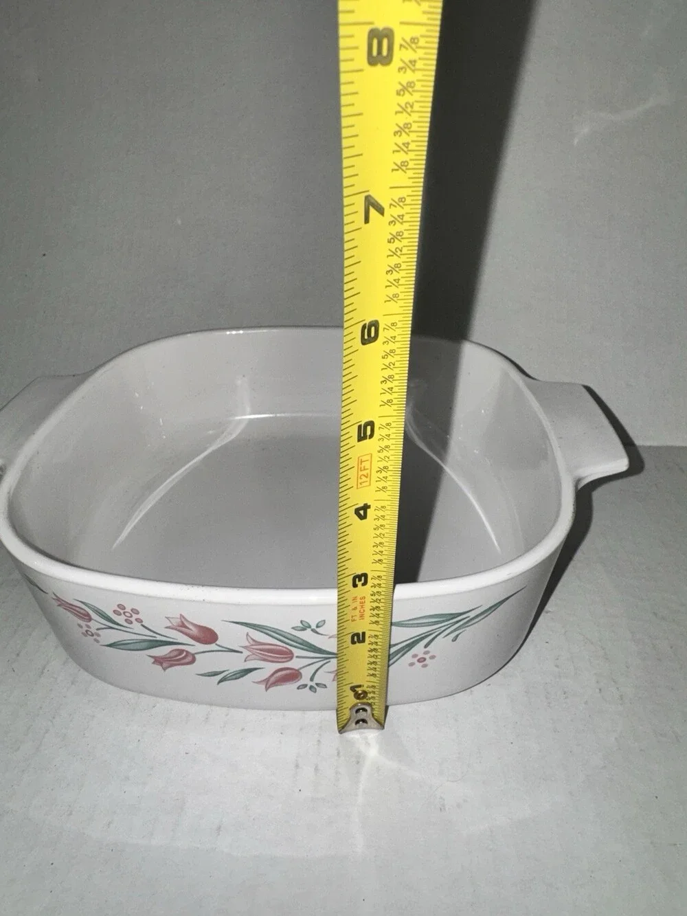 Vintage Corning Ware Rosemarie Pink Tulip Casserole Dish Glass Lid 8”